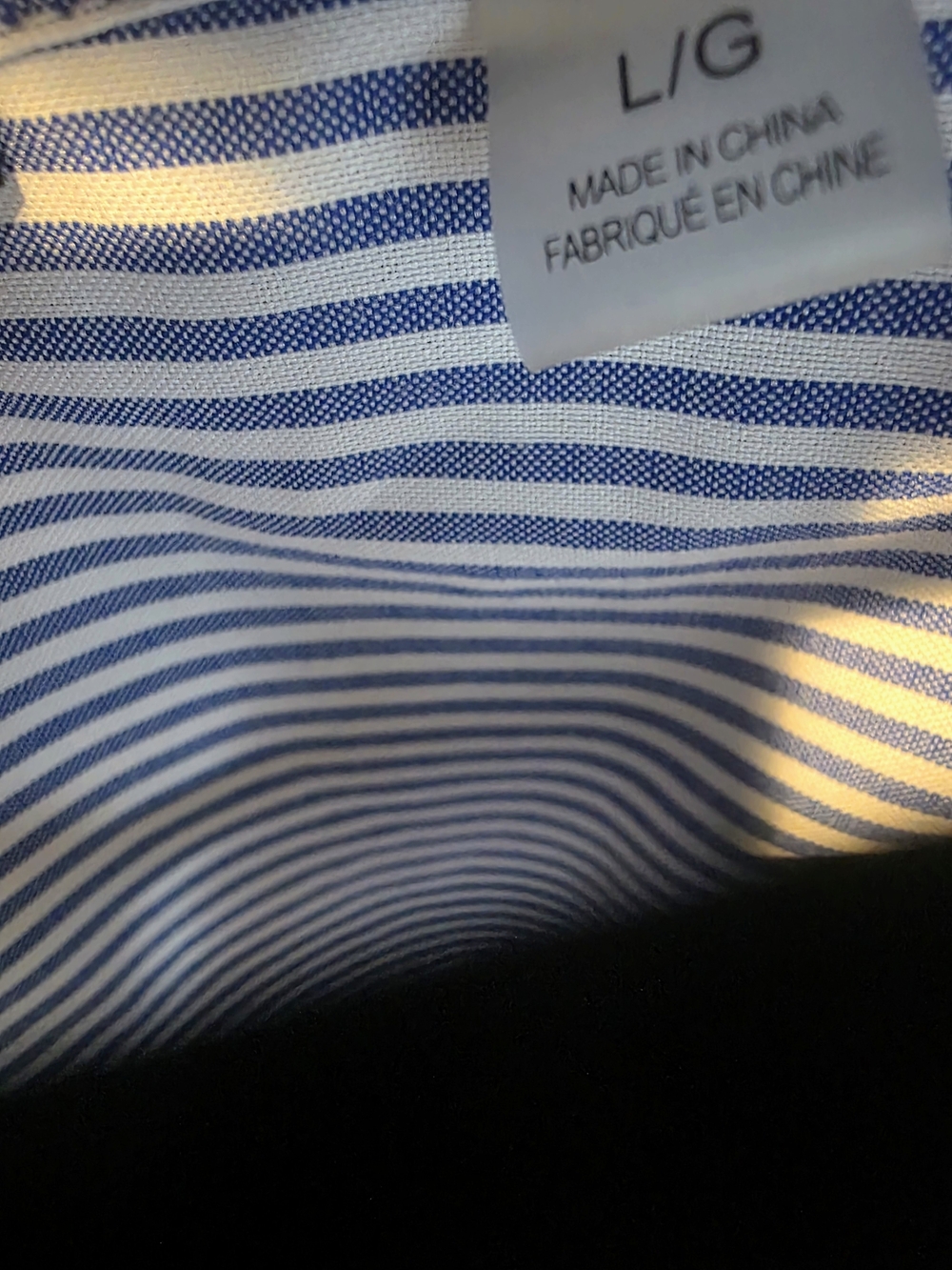 T Tahari Navy and White Striped Button-Up Shirt - Picture 5 of 7